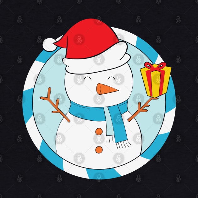 Cute Snow Man Santa Hat Christmas Gift by BadDesignCo
